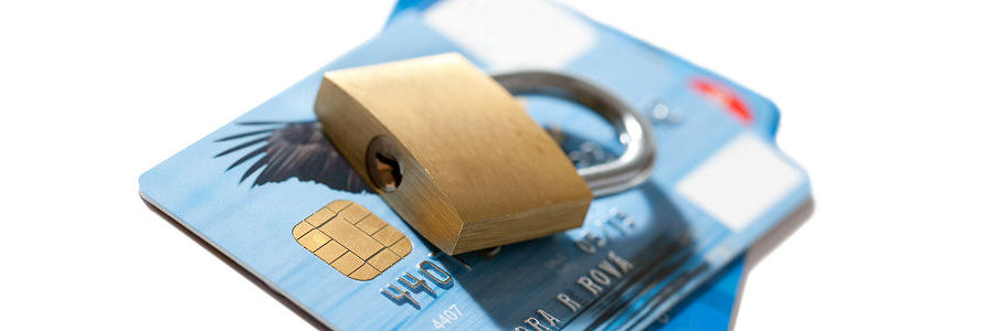 Credit cards and padlock - secure payments
